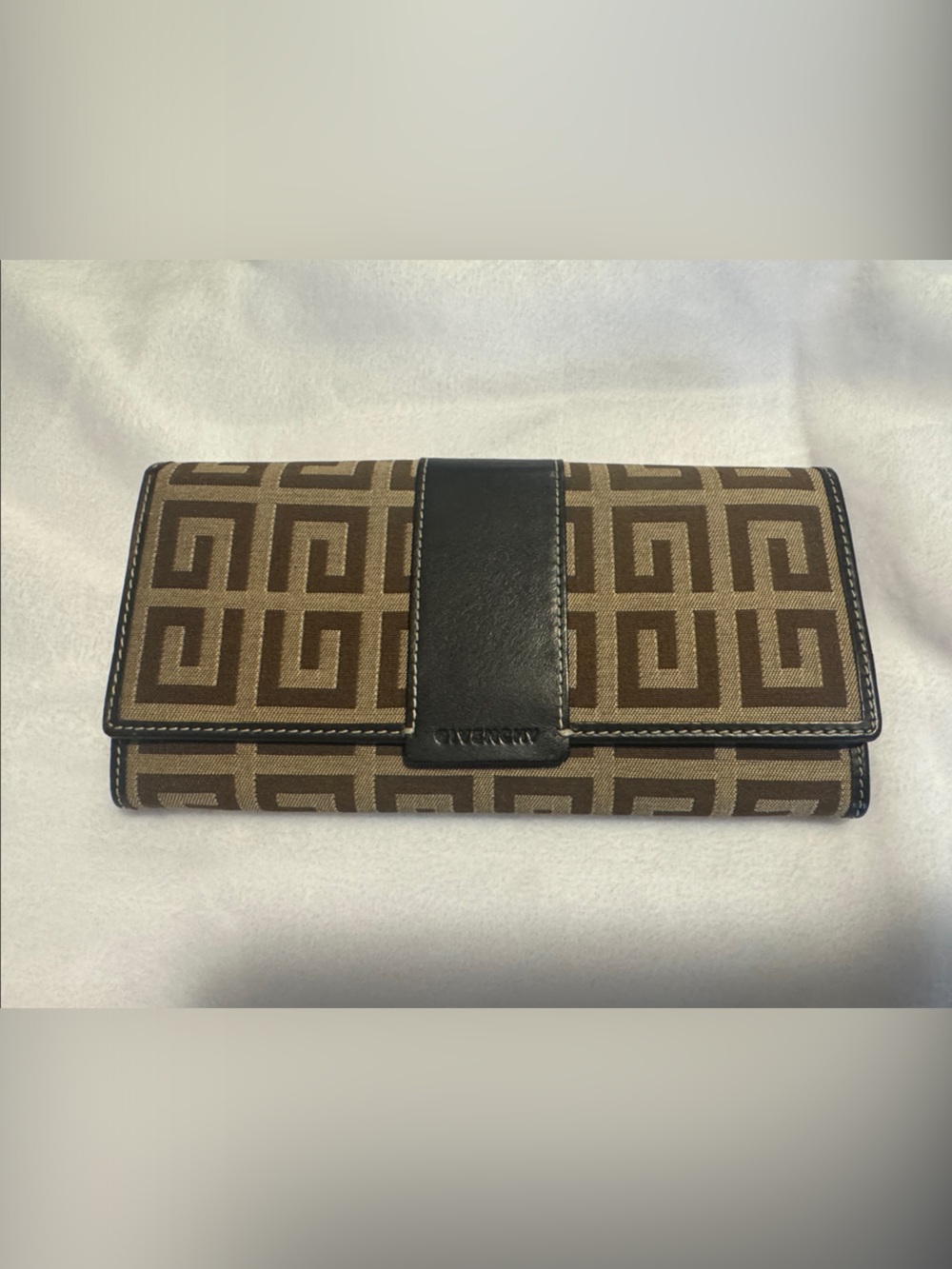 Vintage Givenchy Brown and Tan Logo Continental Wallet